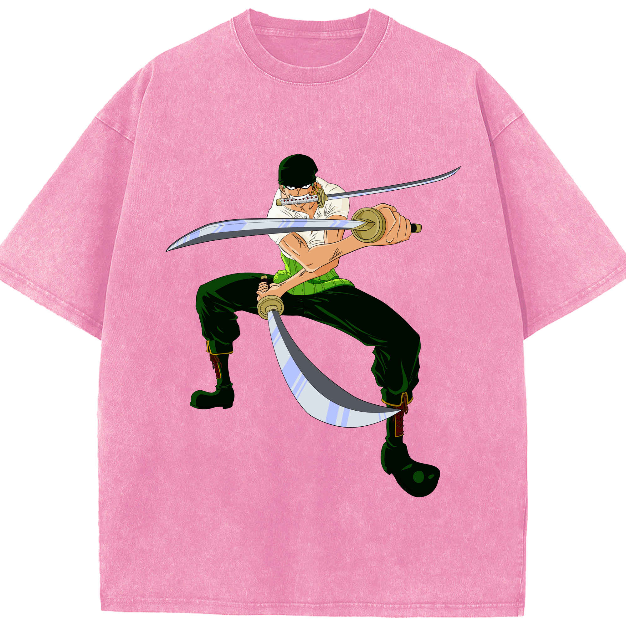 ワンピース ロロノア・ゾロ ONE PIECE Roronoa Zoro 綿100% ヴィンテージ風 半袖Tシャツ（フロントプリント）